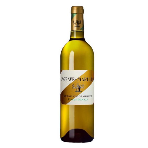 Château Latour-Martillac Blanc. Botella de 75cl con cierre de corcho y cápsula en tonos dorados.
