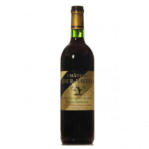 Château Latour-Martillac Rouge. Botella de 75cl con cierre de corcho y cápsula en tonos dorados y negros.